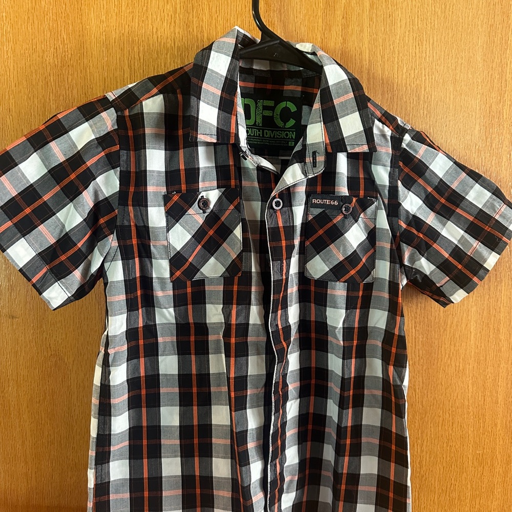 Route 66 x DIXXON Youth Black and Orange Plaid Shirt